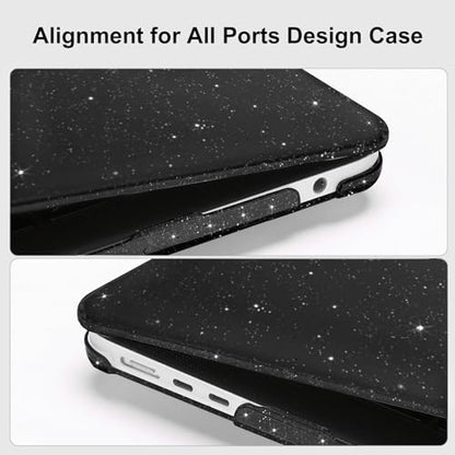 MOSISO Compatible with MacBook Air 13 inch Case M5 M4 M3 M2 2026-2022 | 4 in 1 Kit Bling Sparkly Hard Shell for MacBook Air 13.6 inch Case, Glitter Cover, A3449 A3240 A3113 A2681, Black - color: Black