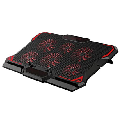 Laptop Cooling Pad, 6 Quiet Fans Up to 12"-17" Gaming Cooler Pad 6 Angle Adjustable Laptop Cooling Fan Stand,Blue LED Lights 2 USB Ports