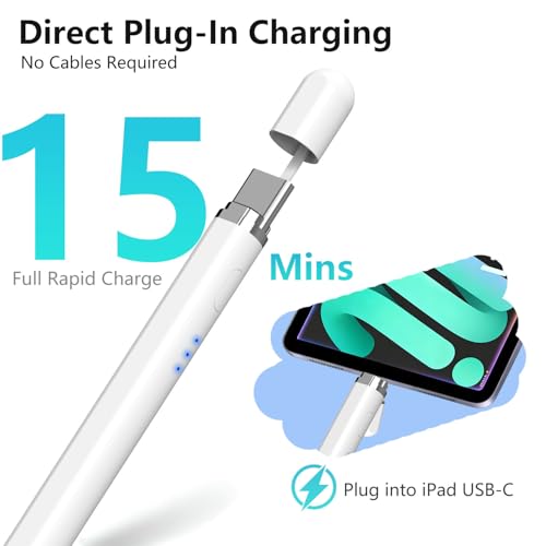 【2Pack】 Stylus Pen for Apple iPad 2018–2026, Magnetic Charging iPad Pencil 2nd Generation &1st Generation with Tilt Sensitivity& Palm Rejection, Pencil for iPad A16 Pro 11/12.9/13, Air, Mini - color: White-2 Pack