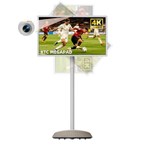 KTC MEGAPAD 32 Inch 4K Smart Portable TV on Wheels,16G+256G Storage, Android OS EDLA Certified, Four 8W Speakers, Built-in Battery&Camera, Voice Remote, UHD Touch Screen with Rolling Stand, A32Q7 Max - size: 32 Inch 16+256GB