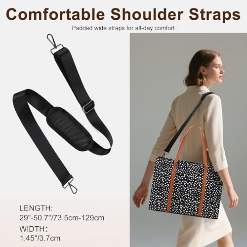 BTOOP Work Tote Bag for Women, Laptop Tote Bag With 15.6 Inch Padded Compartment, Teacher Nurse Bible Bags - color: A-leopard - Black