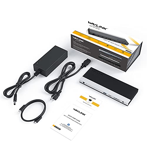 WAVLINK Docking Station Dual Monitor Triple Display for Laptop | Dell Hp Lenovo Windows OS, USB C Hub 3 Monitors with 2 HDMI, DisplayPort, 100W PD in, Ethernet, 4 USB 3.0, SD/TF Slot, Audio