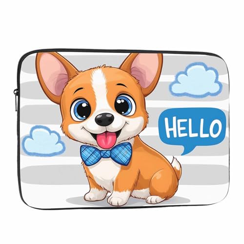 Laptop Sleeve Bag 15.4 15.6 Inch,Cute Cartoon Dog Corgi Protective Polyester Computer Cases Laptop Cover Briefcase Bag Tablet Travel Cover - color: LPS-026
