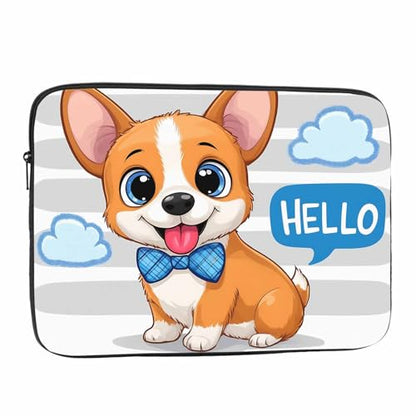Laptop Sleeve Bag 15.4 15.6 Inch,Cute Cartoon Dog Corgi Protective Polyester Computer Cases Laptop Cover Briefcase Bag Tablet Travel Cover - color: LPS-026