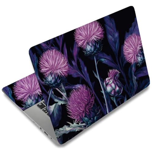 SUPERDANT Laptop Skin Sticker Flower Laptop Decals Personalized Universal Notebook Computer Wrap Vinyl Skin Stickers Cover Art Decal Removable 12-15.6 Inch Waterproof Scratch-Resistant Black Purple