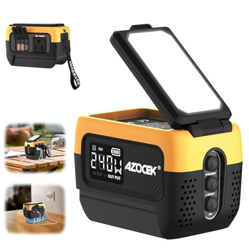 240W Power Inverter Pure Sine Wave Compatible with Dewalt 20V Battery | No Battery, 7A Fast Charger, 120V AC Outlets, USB-C (140W), 2 QC USB Ports (18W), 600LM LED,Portable Power Station - color: Yellow