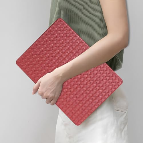 Woven Logo Cutout Case for MacBook Air 15 inch 2026 2025-2023 M5 M4 M3 M2 | Model A3448 A3241 A3114 A2941, Woven Fabric Mac Air 15 Case Braided Textured Leather Hard Shell Cover&Keyboard Skin, Burgandy - color: #Woven Red