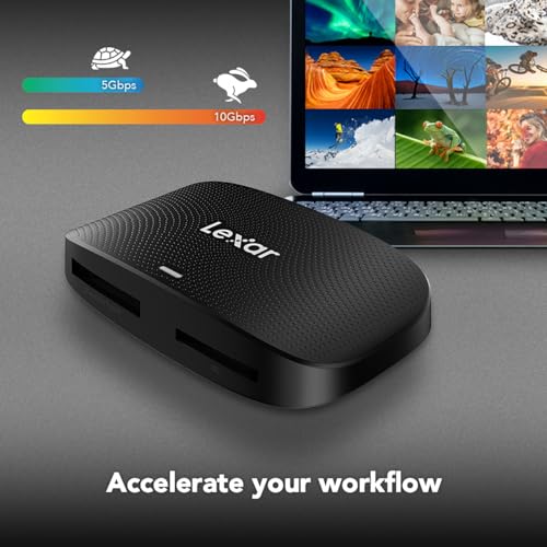 Lexar CFexpress Type B/SD Card Reader, Up to 10Gbps, USB 3.2 Gen 2 | Designed for CFexpress Type B & SD Cards, Dual-slot Simultaneous Offload, Includes USB-C/A Adapter, LRW520U-RNBNG - style: CFexpress Type B / SD USB 3.2 Reader