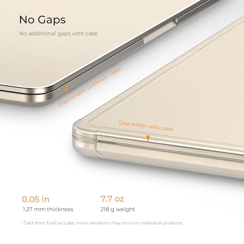 EooCoo Reinforced Anti-Crack Case for MacBook Air 13 inch,M5-M2 2026-2022 | True-to-Device Matte Texture, Anti-Fingerprint, Perfect Fit, Hard Shell Laptop Cover for MacBook Air 13.6 inch - color: Starlight