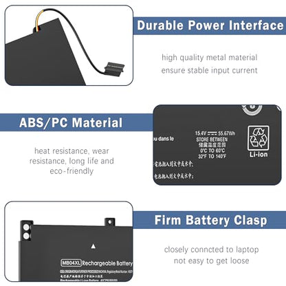 55.67WH MB04XL Battery Replacement for HP Envy X360 M6-AQ000 M6-AQ003DX M6-AR004DX M6-AQ005DX M6-AQ103DX 15-AQ005NA 15-AQ273CL 15-AQ015NR 15-AQ118CA 15T-AQ100 15T-AQ200 843538-541 844204-850 - style: MB04XL