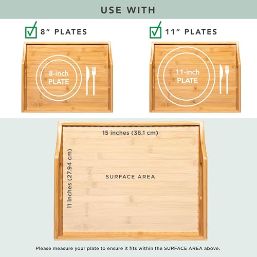 ROSSIE Home Wood Lap Tray – Natural Bamboo, 2-Pack with Storage Basket - color: Natural Bamboo, size: 2-Pack with Basket