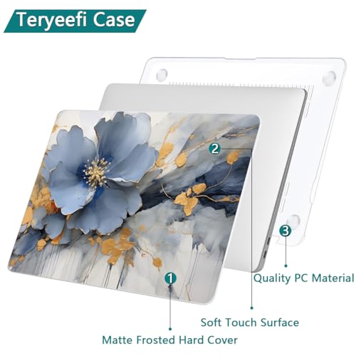 Teryeefi Compatible with MacBook Air 13 inch Case A2337 M1 Chip A2179 A1932 (Release 2018-2020),Protective Slim Cover + Keyboard Cover for 13.3 inch MacBook Air Retina Display & Touch ID, Art Florals - color: Art Flowers-002