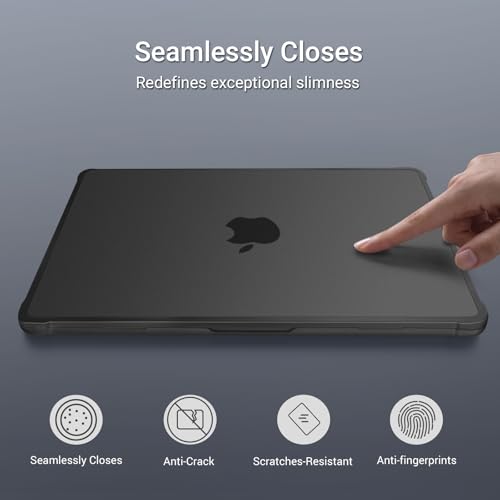 MOSISO Anti-Crack Case for MacBook Air 13 inch M5 M4 M3 M2 2026-2022 | 3 in 1 Kit Anti-Fingerprints Reinforced TPU Bumper Hard Shell for MacBook Air 13.6, A3449 A3240 A3113 A2681, Black - color: Black