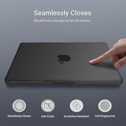 MOSISO Anti-Crack Case for MacBook Air 13 inch M5 M4 M3 M2 2026-2022 | 3 in 1 Kit Anti-Fingerprints Reinforced TPU Bumper Hard Shell for MacBook Air 13.6, A3449 A3240 A3113 A2681, Black - color: Black