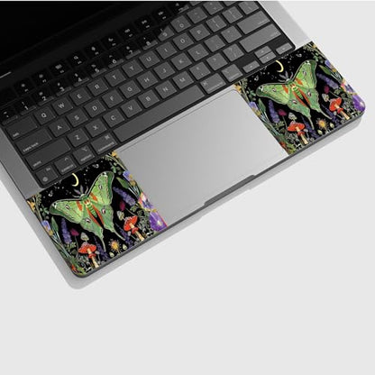 Universal Laptop Skin Sticker with 2 Wrist Pad Skins, Waterproof Scratch Resistant Vinyl Laptop Cover Decal, Cut to Fit for 11–15.6 Inch MacBook HP Dell Lenovo, Green Moth Moon - color: Green Moth Moon