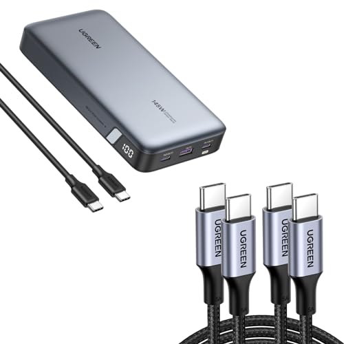UGREEN 145W Power Bank Bundle with 100W 2-Pack 3.3 FT USB C Cable