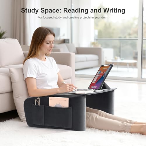 OPTIXCELL Lap Desk for Adults with Arm Rests,Ergonomic Laptop Pillow Stand for Bed,Couch,Floor - color: Black