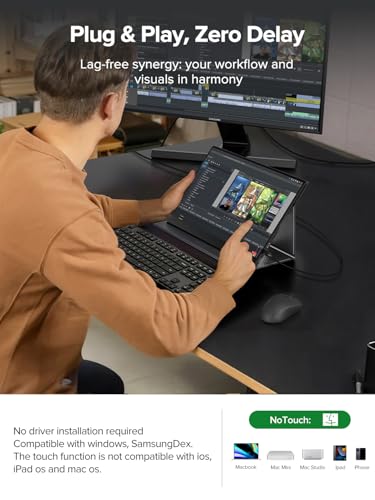 EVICIV Portable Monitor Touchscreen 15.6”, 125% sRGB 1080P IPS Screen | 10-Point Touch Monitor, VESA & Case, MINI HDMI USB C, Ultra-Thin Travel Second Screen for Laptop, Computer, Game Consoles - size: 15.6"