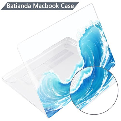 Batianda Case for New MacBook Pro 16 inch 2026 M5 2024 2023 2021 Release with M4 M3 M2 M1 Pro/Max Chip,Stylish Designed Clear Hard Shell with Keyboard Cover & Screen Protector, Blue Waves - color: Blue Waves