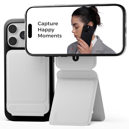 MOFT Phone Tripod Stand, Portable Selfie Stick for iPhone, Mulit-Angle | Pocket Size | Strong Magnets l MOVAS Leather | Magsafe Compatible | Easy to Charge | Stylish |For Content Creators - color: Misty Cove, size: Without Card Slot