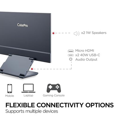 ViewSonic VP1656 15.6 Inch 1200p ColorPro Monitor, IPS Display with Pantone Validated Color Accuracy for Immersive Second Screen Productivity, Advanced Ergonomics, 40W USB-C, and Micro HDMI Inputs - style: 15.6-Inch