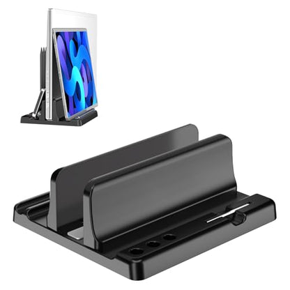 Vertical Laptop Stand, Adjustable 3 in 1 ABS | Space-Saving Desktop Dock, Compatible with MacBook, HP, Dell, Microsoft Surface, Fits Most Laptops (Black, 1 Slot) - color: Black-1 Slot Version