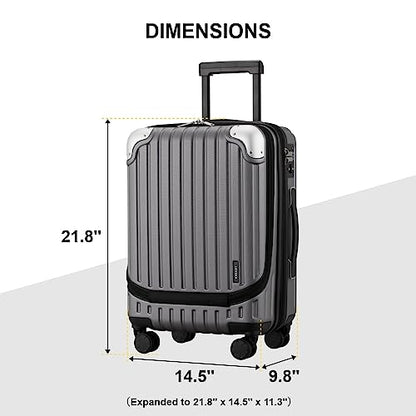 LEVEL8 Grace Carry on Luggage, 20 Inch Expandable Hard Shell Suitcase with Wheels, Abs+Pc Harshell Spinner Luggages with Tsa Lock, Travel Bag for Women Men, Grey - color: Grey, size: 20 Inch - EXT