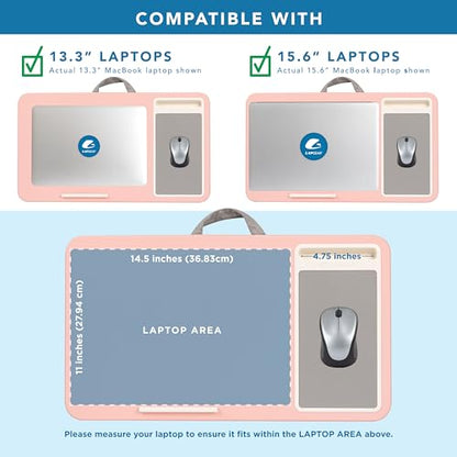 LAPGEAR Home Office Lap Desk – Pink, Fits 15.6” Laptops - color: Blush Pink, size: Home Office W/Device Ledge