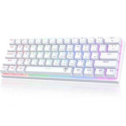 60% Wired Mechanical Gaming Keyboard with Red Switches, LED Backlit | 61 Keys Ultra-Compact Mini Portable Office Keyboard for PC/Mac/Xbox, 18 LED Backlight, Easy to Carry On Trip, White - color: White