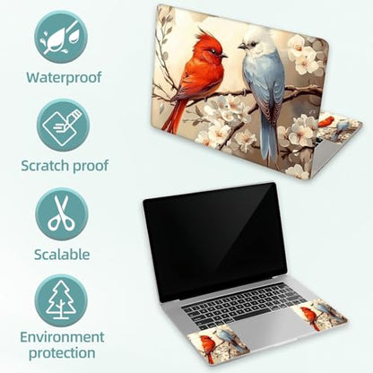 Universal Laptop Skin Decal, 3-Piece Vinyl Protector for 12 13 14 15.6" Notebook, Waterproof Anti-Scratch, Easy Trim & Bubble-Free Finish, Red and Blue Birds - color: Red and Blue Birds