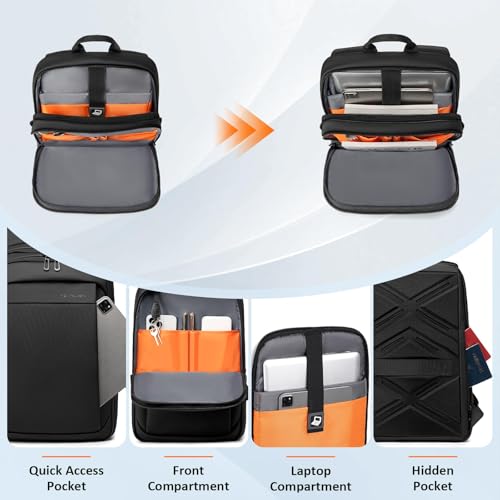 FENRUIEN Slim Laptop Backpack for Men, Water Resistant Light Weight Backpack with USB Charging Port, Black Laptop Bag 15.6 Inch - size: 15.6 Inch, style: Commuter Backpack