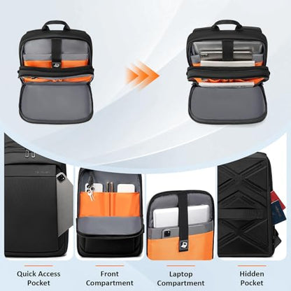 FENRUIEN Slim Laptop Backpack for Men, Water Resistant Light Weight Backpack with USB Charging Port, Black Laptop Bag 15.6 Inch - size: 15.6 Inch, style: Commuter Backpack