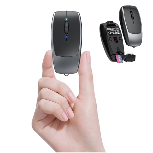 Wireless Mouse Mini Small Finger Bluetooth Mouse with TF Card Reader,Silent Pocket Portable Handheld Tiny Compact USB Travel Optical Mice for PC Laptop Computer Macbook Tablet Kids Women Men Gift - color: Black