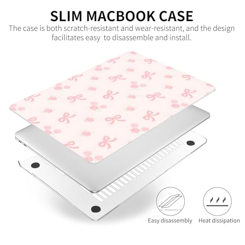 Seorsok Compatible with MacBook Pro 13 inch Case M2 2023,2022,2021-2016 A2338 M1 A2251 A2159 A1989 A1708 A1706,Cute Pink Ribbon Bow and Blooming Rose Plastic Hard Case&Transparent Keyboard Cover,Pink - color: Ribbon Bow&Blooming Rose, size: Pro13（A2338 M1