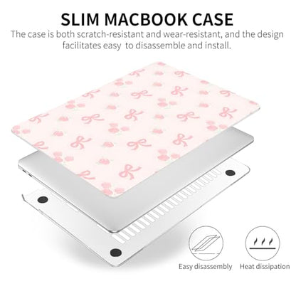 Seorsok Compatible with MacBook Pro 13 inch Case M2 2023,2022,2021-2016 A2338 M1 A2251 A2159 A1989 A1708 A1706,Cute Pink Ribbon Bow and Blooming Rose Plastic Hard Case&Transparent Keyboard Cover,Pink - color: Ribbon Bow&Blooming Rose, size: Pro13（A2338 M1