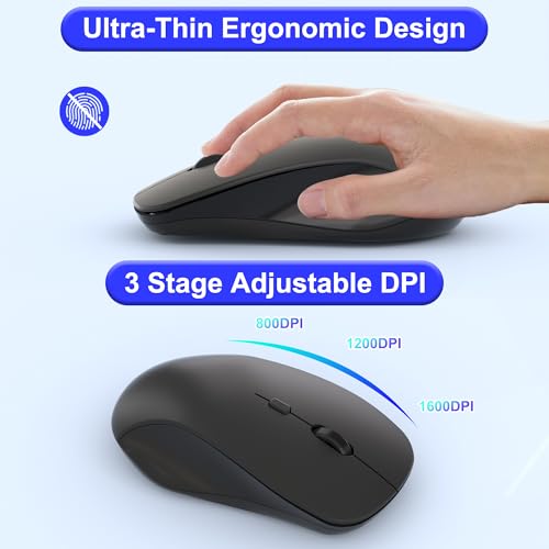 22 Keys Wireless Number Pad and Mouse-Black,2.4GHz Numeric Keypad with Mouse 3 Adjustable DPI,Financial Keypad and Mouse Combo for Data Entry and Accounting,Numpad Keypad Set for Laptop,Mac,Desktop,PC