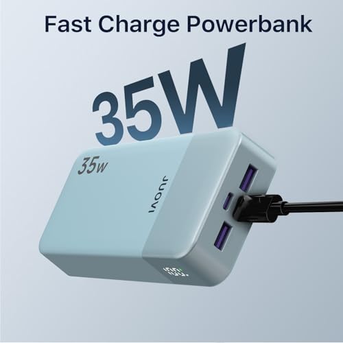 JUOVI J2651 Portable Charger, 35W 20000mAh USB C in & Out Power Bank, Battery Pack with QC4.0+PD3.0 35W High-Speed Charging for Bluetooth Earbud, Mobile Phone, Tablet (Blue) - color: Blue