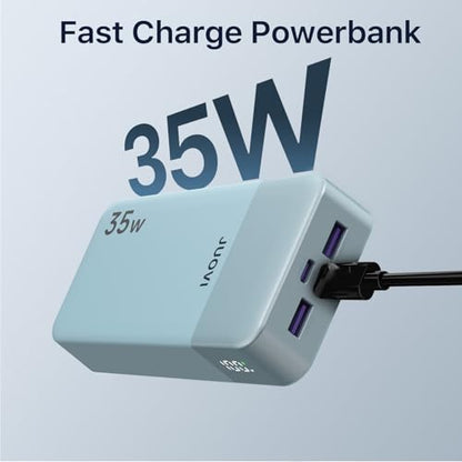JUOVI J2651 Portable Charger, 35W 20000mAh USB C in & Out Power Bank, Battery Pack with QC4.0+PD3.0 35W High-Speed Charging for Bluetooth Earbud, Mobile Phone, Tablet (Blue) - color: Blue