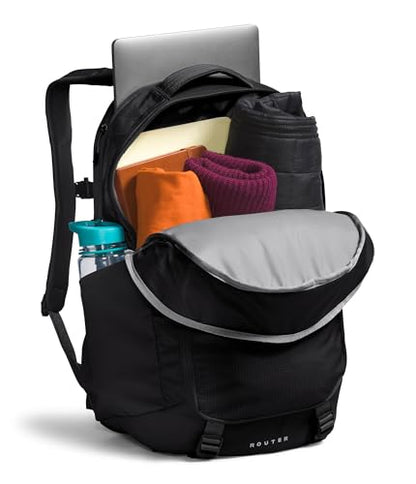 The North Face Router Everyday Laptop Backpack - Daypack, Water Repellent, Laptop Sleeve, Reflective Details, TNF Black/TNF Black-NPF, One Size - color: Tnf Black/Tnf Black-npf, size: One Size