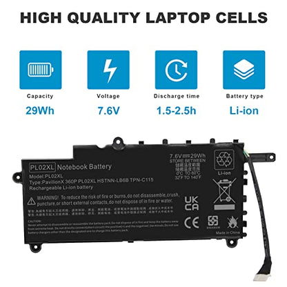 Fancy Buying PL02XL 751681-421 Laptop Replacement Battery for Hp Pavilion 11-n X360 Series 751875-001 751681-231 HSTNN-LB6B HSTNN-DB6B TPN-C115(7.6V 29Wh) - size: 8.14*2.44*0.82inch