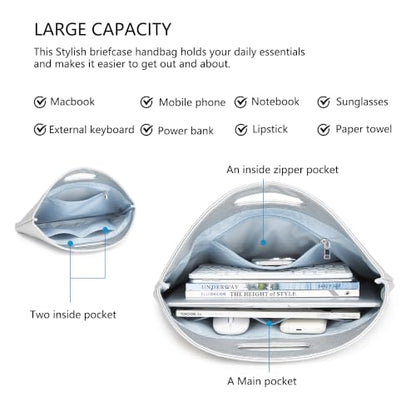 Official Document Computer Bag Stylishly Sleek with Multiple Compartments and Easy to Carry Design - color: Pearl Silver/Pu