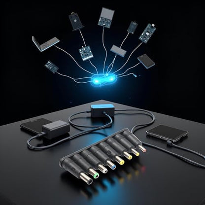 Universal 1 Set = 8pcs / Set 5pin Black Jack Plugs DC for Laptop AC Power Adapter Tips Connectors for Computer Notebook Laptop Accessories