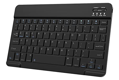 Ultra-Slim Small Bluetooth Keyboard for iPad, Portable Rechargeable Wireless Keyboard for iPad Air, iPad Pro, iPad mini iPhone Android Samsung Tablet Cell Phone Smartphone (Black)