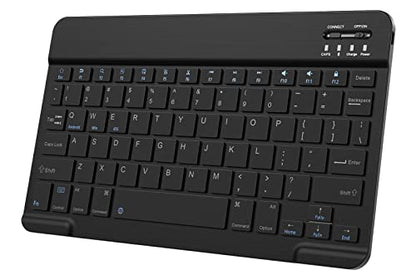Ultra-Slim Small Bluetooth Keyboard for iPad, Portable Rechargeable Wireless Keyboard for iPad Air, iPad Pro, iPad mini iPhone Android Samsung Tablet Cell Phone Smartphone (Black)
