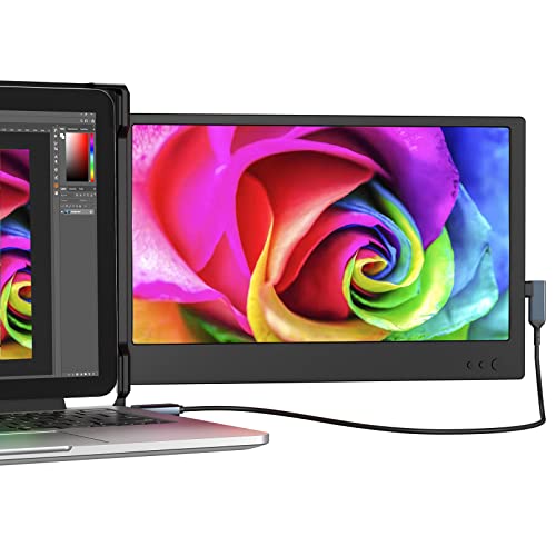 CIDETTY New 12" Portable Monitor for Laptop, Full HD IPS 1080P Display Extender, Dual Laptop Monitors Screens, USB A/Type-C/HDMI for 13"-16" Laptops/PS5/Switch - color: Frosted Black
