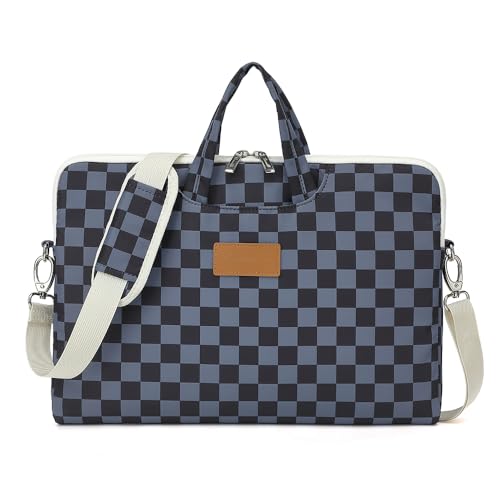 canvaslife Water Black Checker Pattern Laptop Shoulder Messenger Bag for 16 inch and 15.6 inch-16 inch Laptop - color: Black Checker, size: 15 inch/15.6 inch