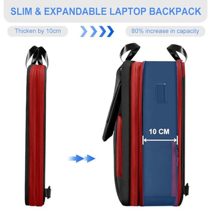 Slim & Expandable Laptop Backpack 15.6 16 17 inch Travel Business Backpack Water-Resistant Daypack for Men and Women，Black red - color: B01rd01