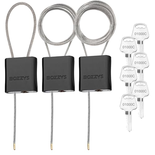 Cable Locks 3-Pack | Keyed Alike Adjustable Cable Lock｜(1.15ft,3.28ft,6.56ft)/Set with 6 Same Keys for Bikes, Gate, Lockers, Gun & Outdoor Gear | Weatherproof & Black - color: black | 3pack(1.15ft,3.28ft,6.56ft)/set-6 same keys | Dia 1/6in(4mm)
