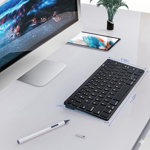 Multi-Device Bluetooth Keyboard for Mac, iPad, iPhone & Windows - Wireless for iPad Pro 12.9/11, Air, Mini, MacBook, Surface, Android Tablet - Switch 3 Devices, Auto-Reconnect, Black - color: Black