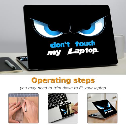 Universal Laptop Skin Sticker with 2 Wrist Pad Decals, 3-Piece Removable Vinyl Laptop Cover, Don't Touch Waterproof Anti-Scratch, Easy-Trim Fit for 13.3" 14" 15.6" Laptops - color: Don't Touch